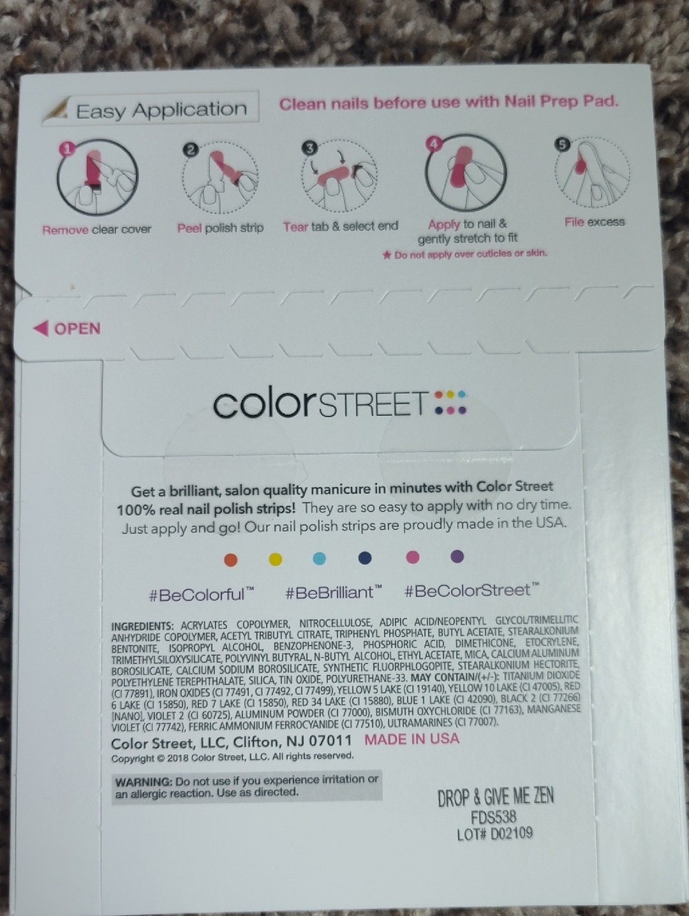 Color Street Sealed Drop & Give Me ZEN - Picture 6 of 6